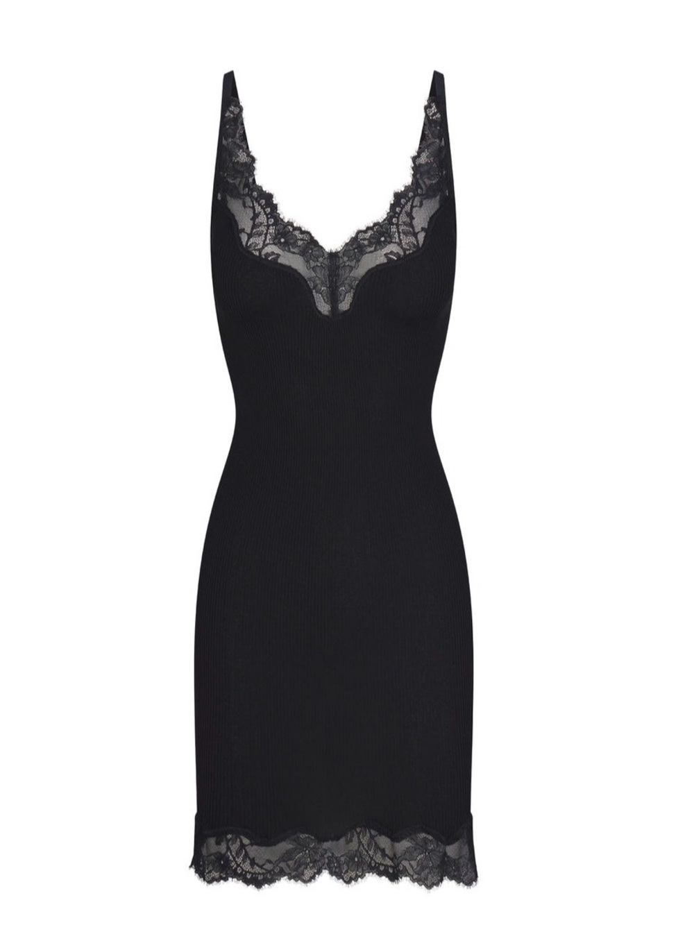 SKIMS Black Ribbed V-Neck Tank